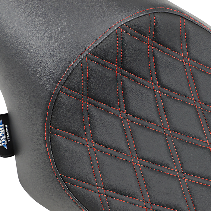 3/4 Solo Seat - Double Diamond - Black w/ Red Stitching - XL '04-'22