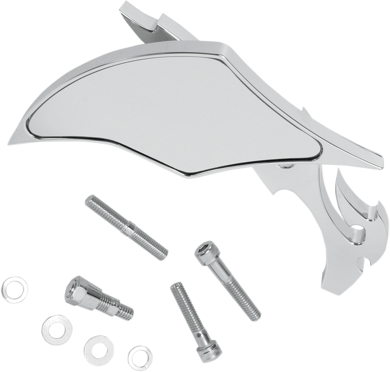 Mirror - Flame - Side View - Milled - Oblong - Chrome - Left