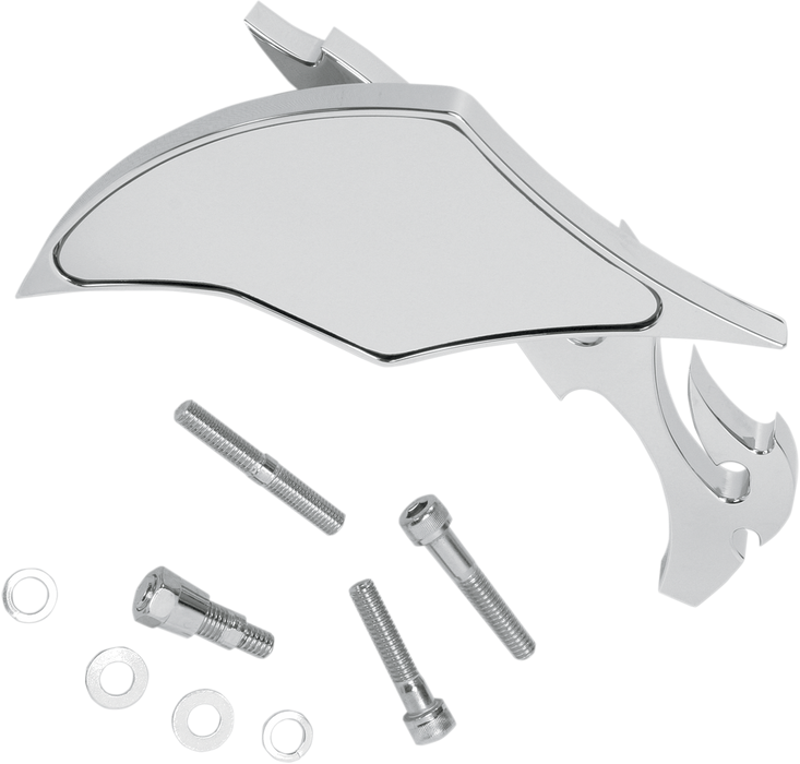 Mirror - Flame - Side View - Milled - Oblong - Chrome - Left