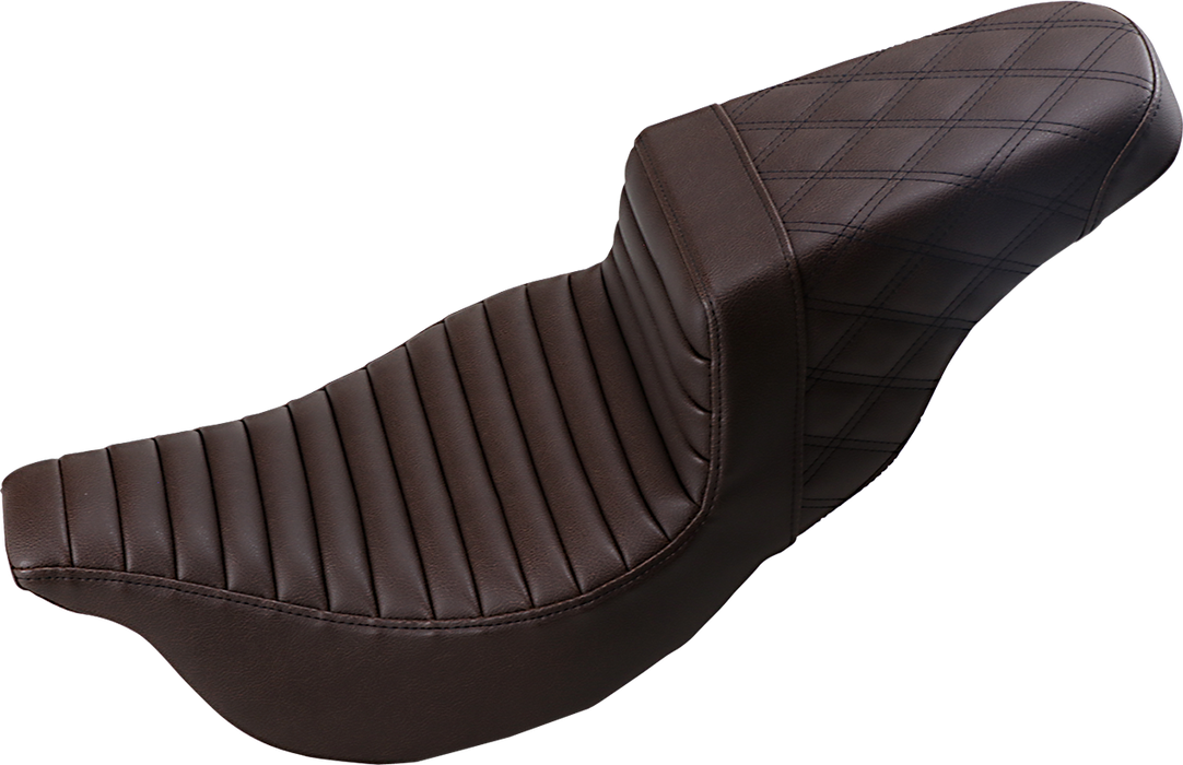 Step-Up Seat - Front Tuck-n-Roll/Rear Lattice Stitch - Brown - FL '08-'24