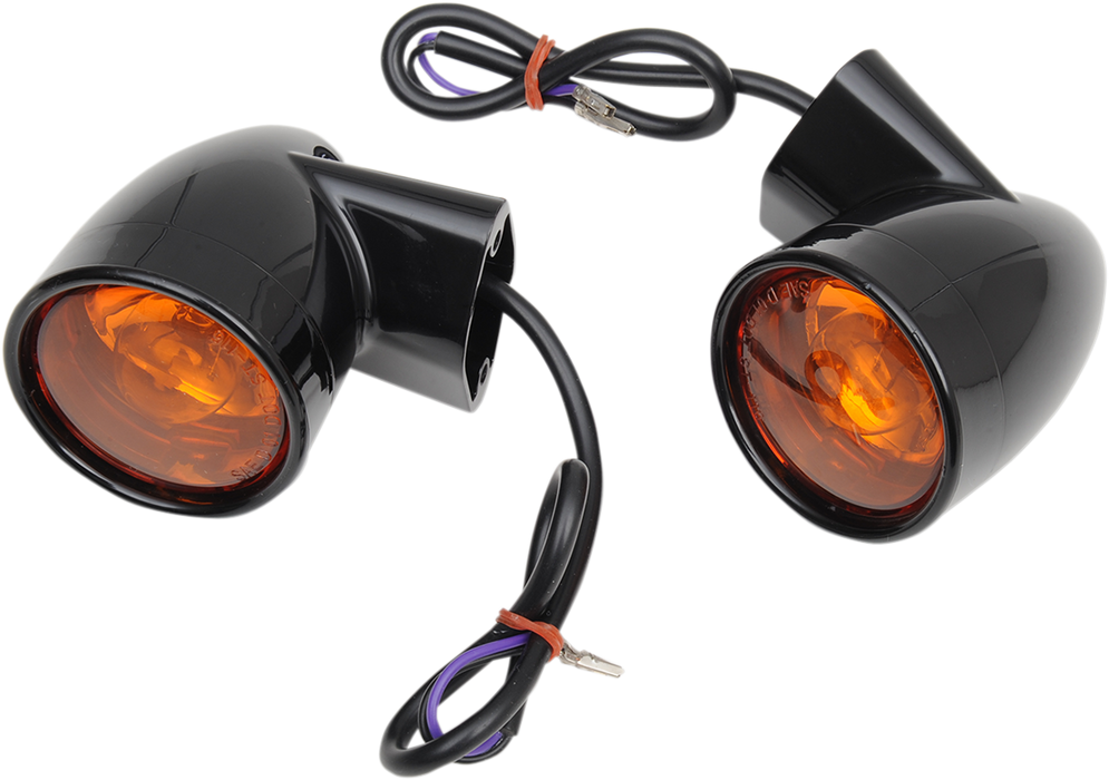 Bullet Turn Signal Lights - Rear - Gloss Black - Harley-Davidson