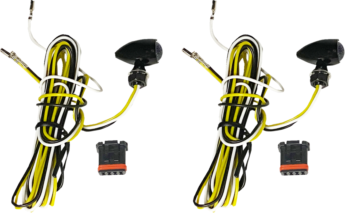 Micro Bullet Turn Signals - LED - Amber/White - Black