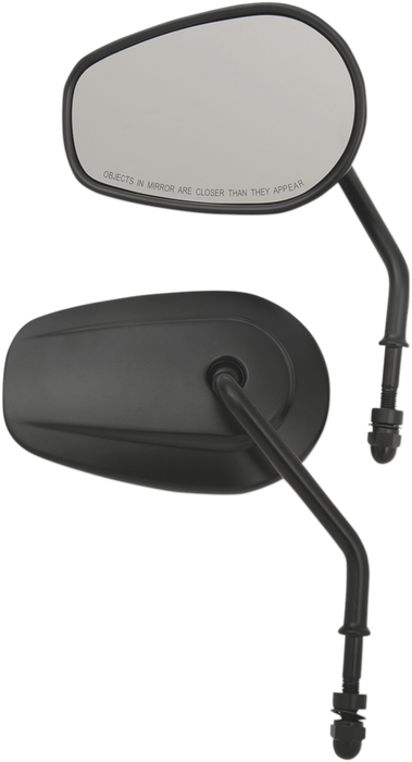 Mirrors - OEM/Replacement - Side View - Teardrop - Short Stem - Black - Pair