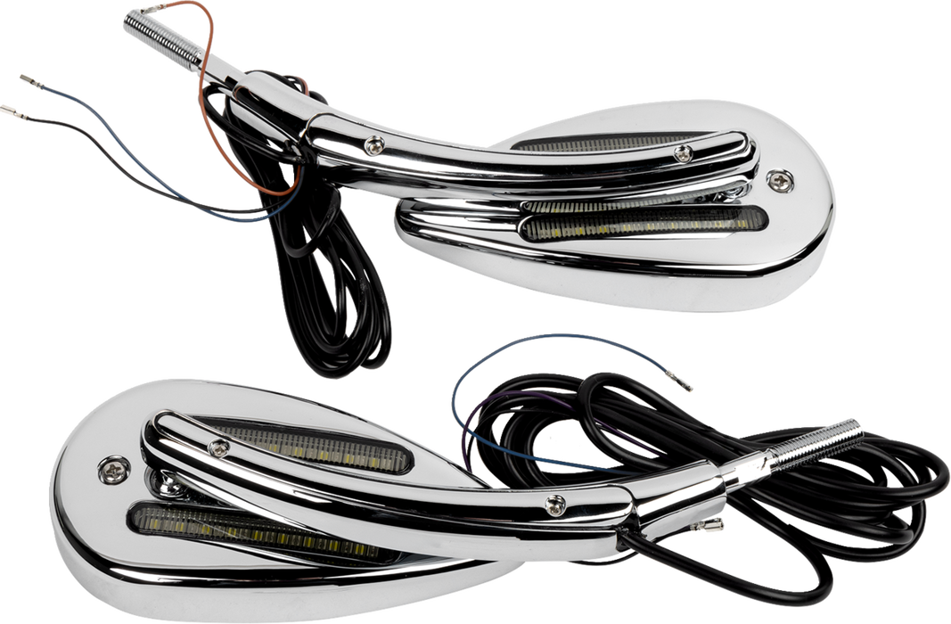 Mirrors - Side View - with LED Turn Signal - Chrome - Pair