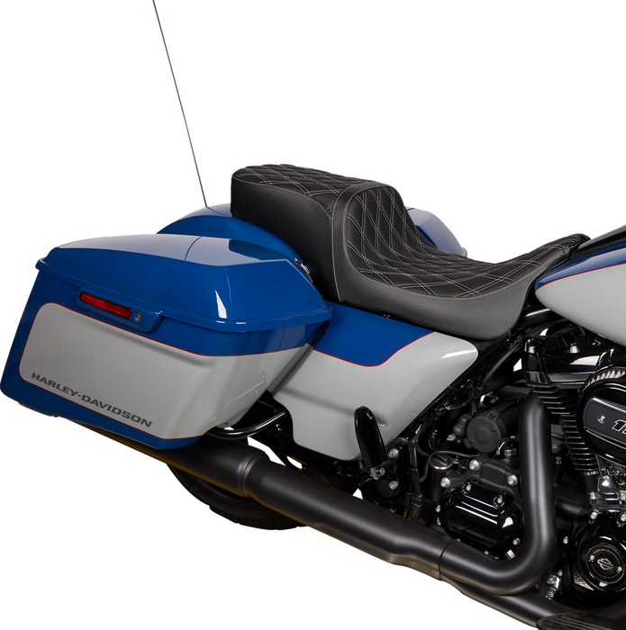 Predator 2-Up Seat - Vinyl - Double Diamond Silver Stitch - w/o Backrest - FL '08-'23