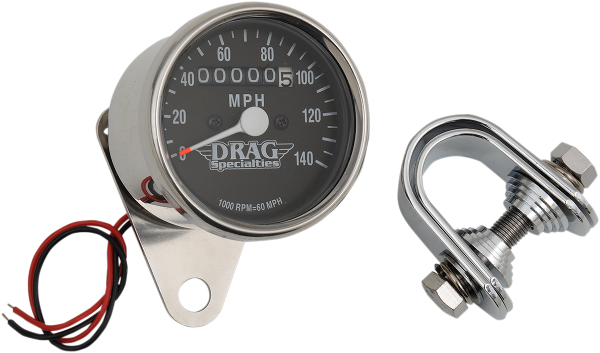 2.4" MPH Mini LED Mechanical Speedometer/Indicators - Chrome Housing - White Face - 2240:60