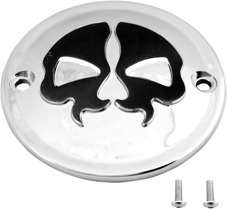 Points Cover - Chrome - Black Skull - 2 Hole