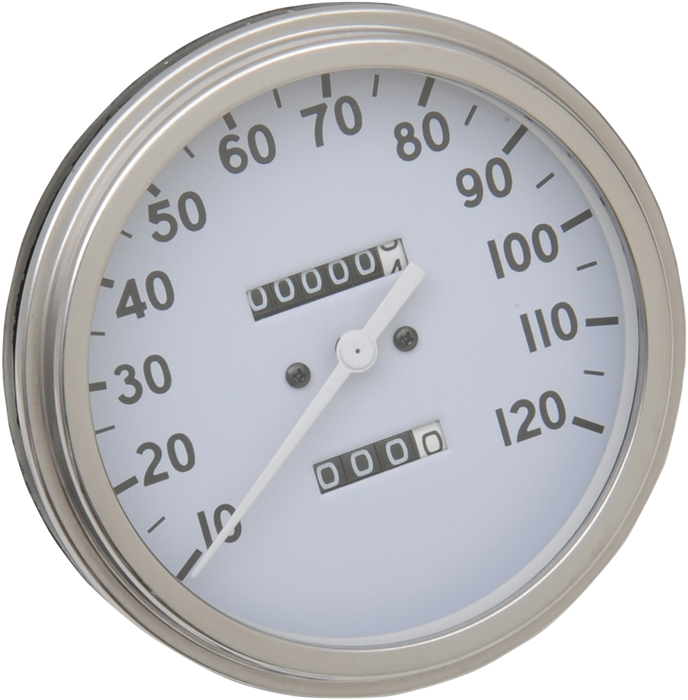5" MPH FL-Style 2:1 Speedometer with Tach - Billet Look White Face