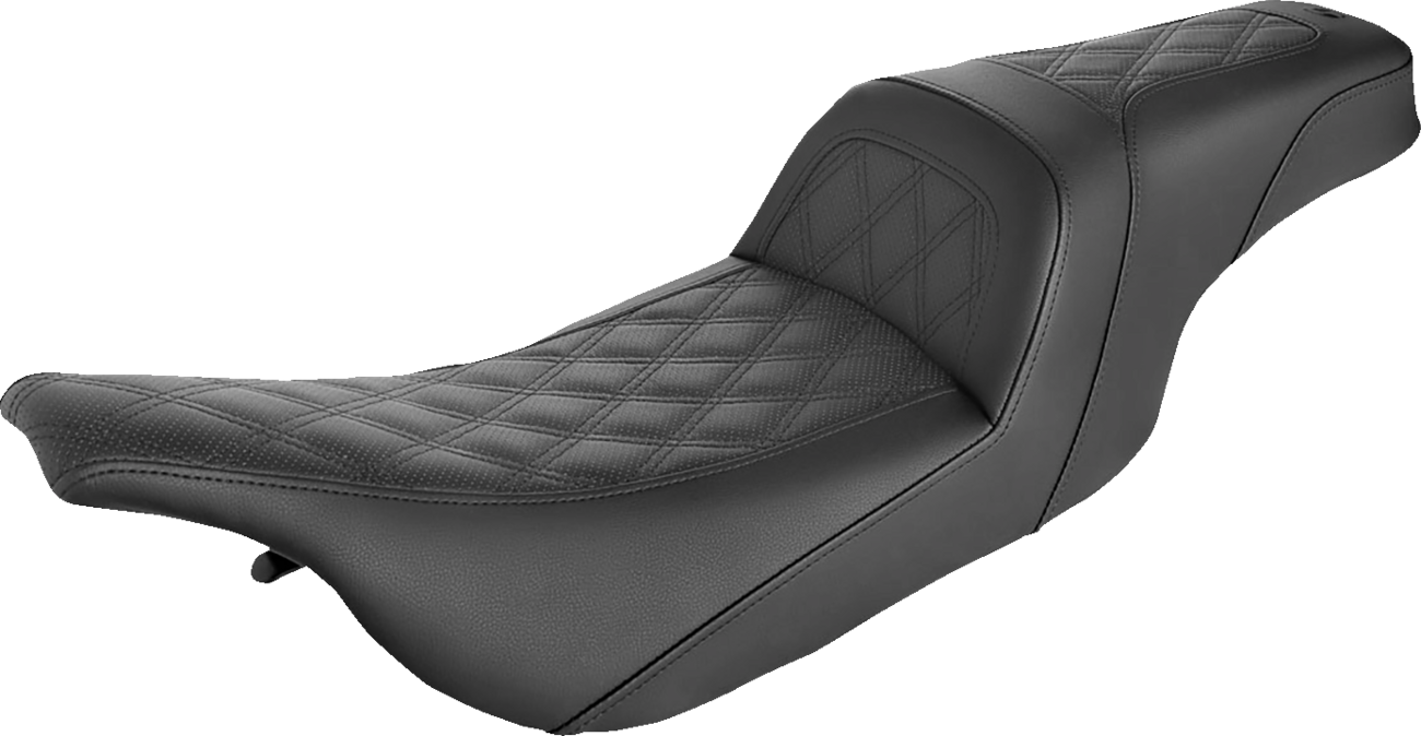 Slim Seat - Black - Lattice Stitch - '99-'07 FLHT/FLTR