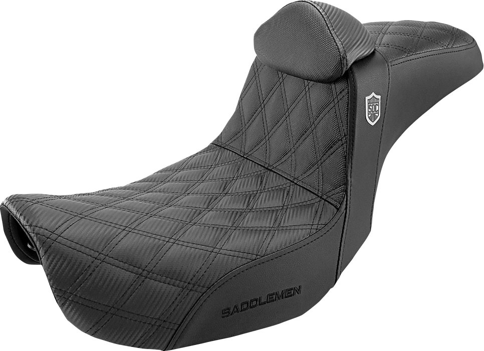 Pro Series SDC Performance Seat - w/ Backrest - Lattice Stitch/Lumbar Gripper - FLD/FXD '06-'17