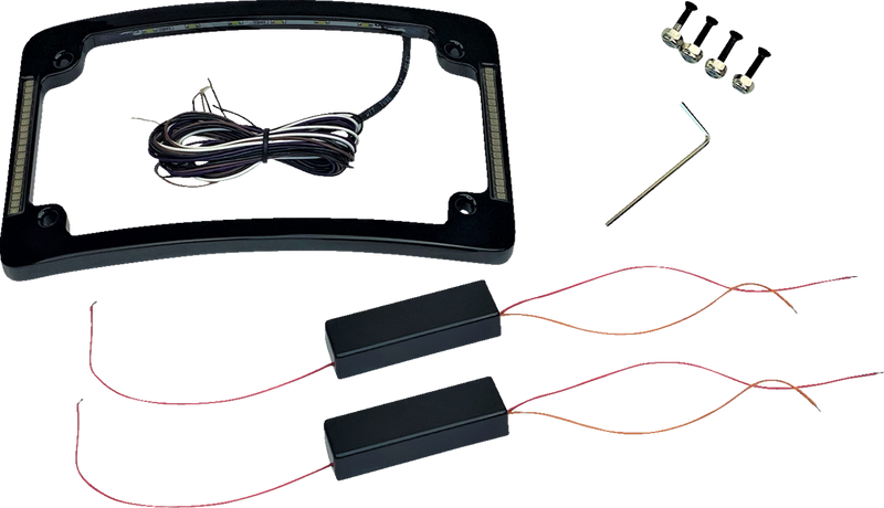 Tri-Radius License Plate Frame with Flushmount LEDs - Black