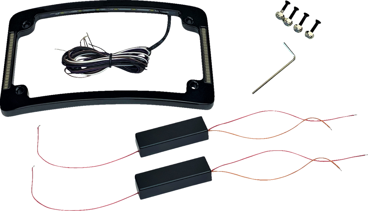 Tri-Radius License Plate Frame with Flushmount LEDs - Black