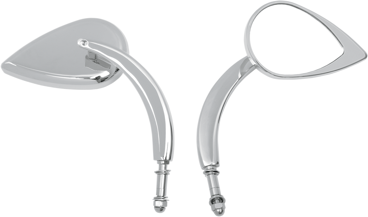 Mirror - Side View - Teardrop - Chrome - Curved/Long Stem - Each