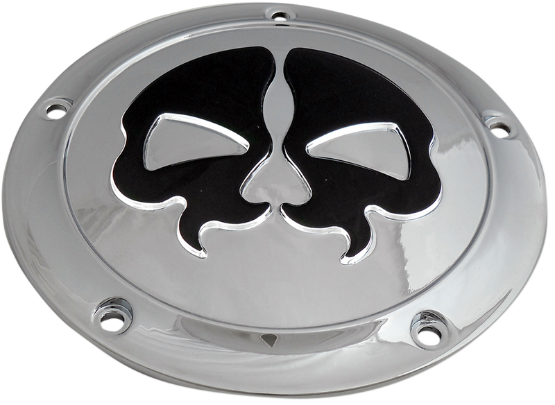 Derby Cover - Split Skull - 5 Hole - Chrome w/Black Skull - '15-'25 Harley-Davidson