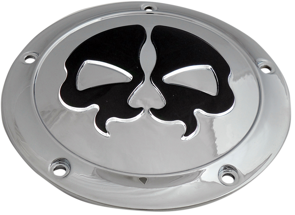 Derby Cover - Split Skull - 5 Hole - Chrome w/Black Skull - '15-'25 Harley-Davidson