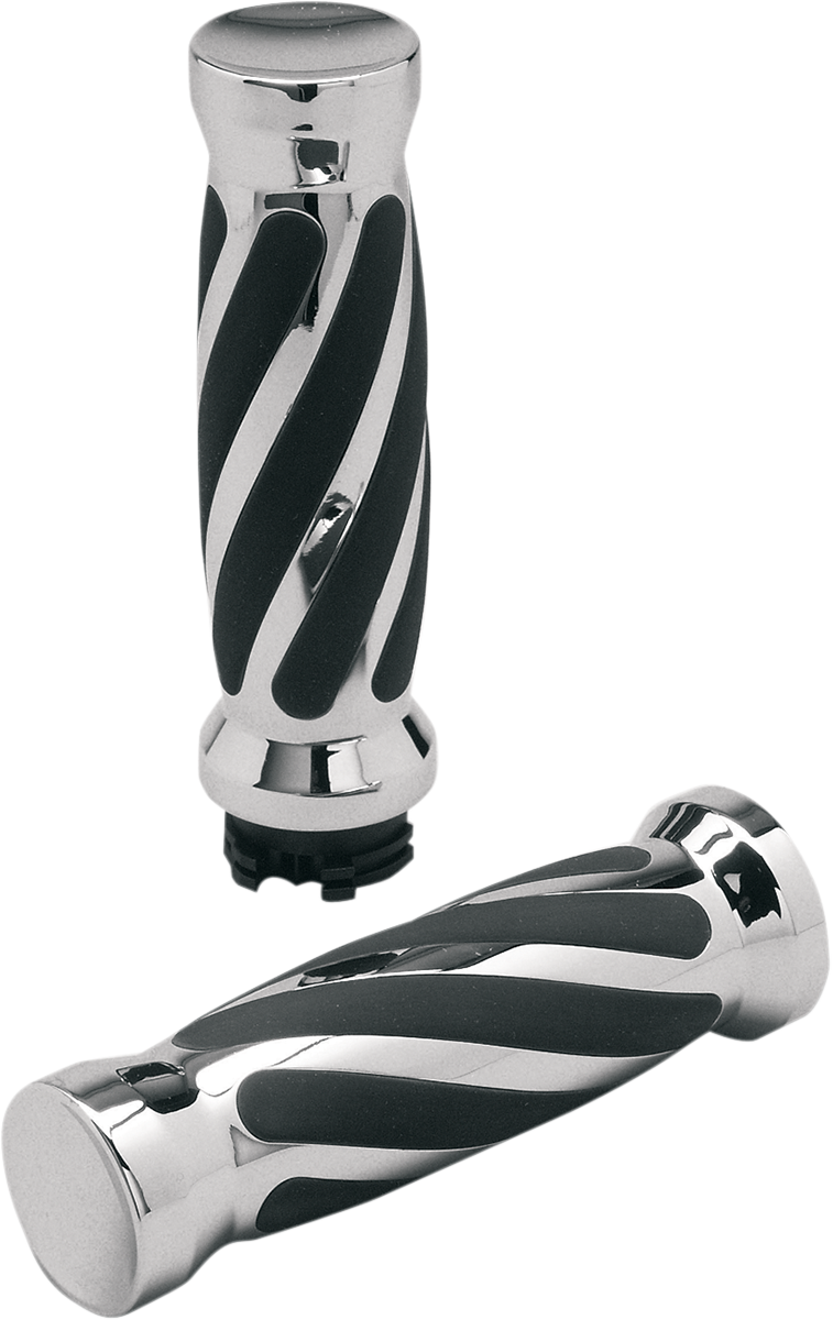 Custom Twisted Rubber Grips - Cable - Chrome