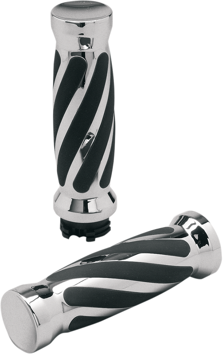 Custom Twisted Rubber Grips - Cable - Chrome
