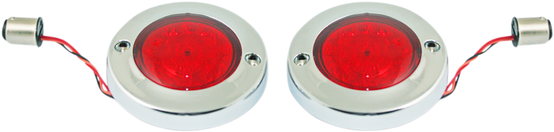 LED Flat Turn Signals - 1156 - Chrome - Red Lens