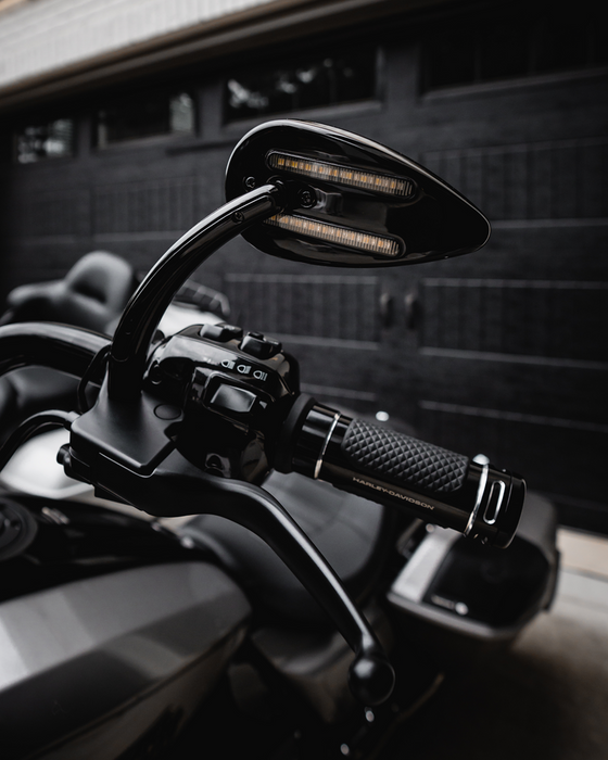 Mirrors - Side View - with LED Turn Signal - Black - Pair
