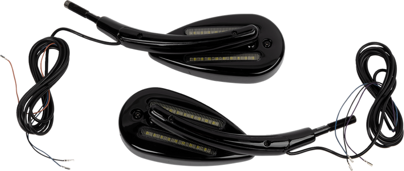 Mirrors - Side View - with LED Turn Signal - Black - Pair