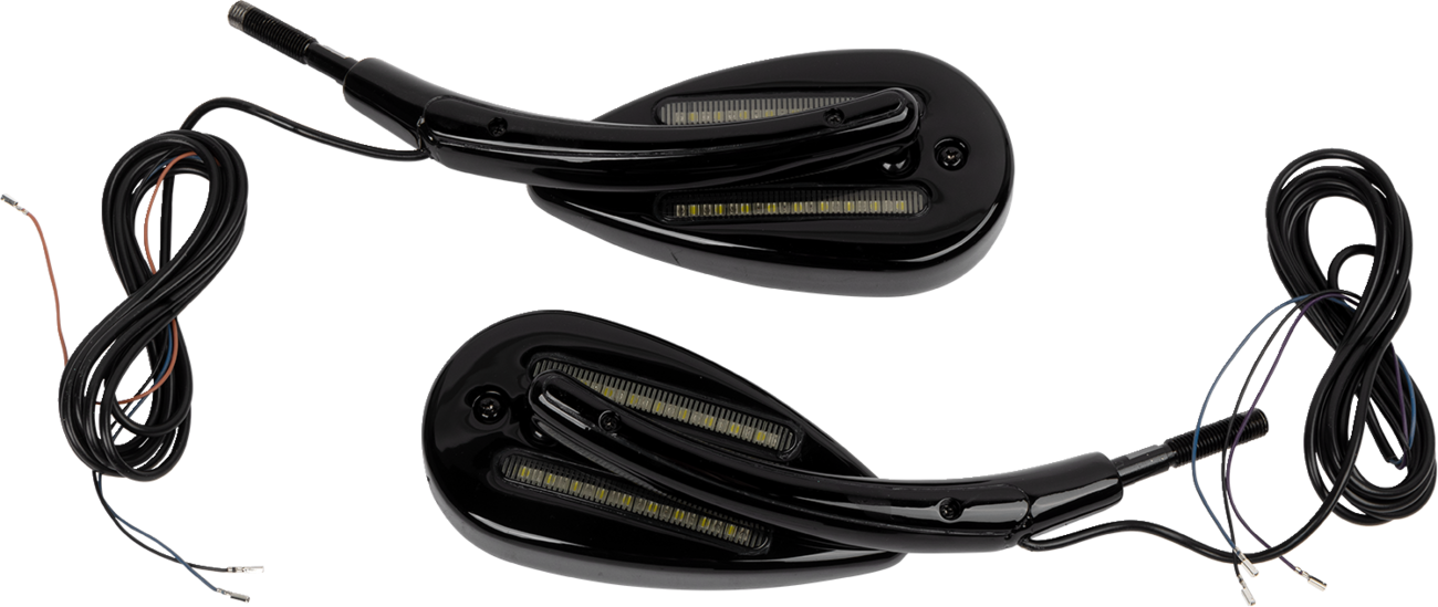 Mirrors - Side View - with LED Turn Signal - Black - Pair