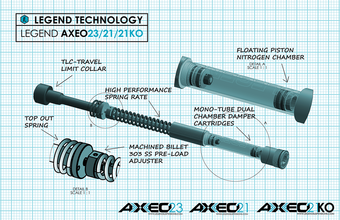 AXEO23 Front End Suspension - 49 mm - For 23" Wheel - FLH 14'-'16