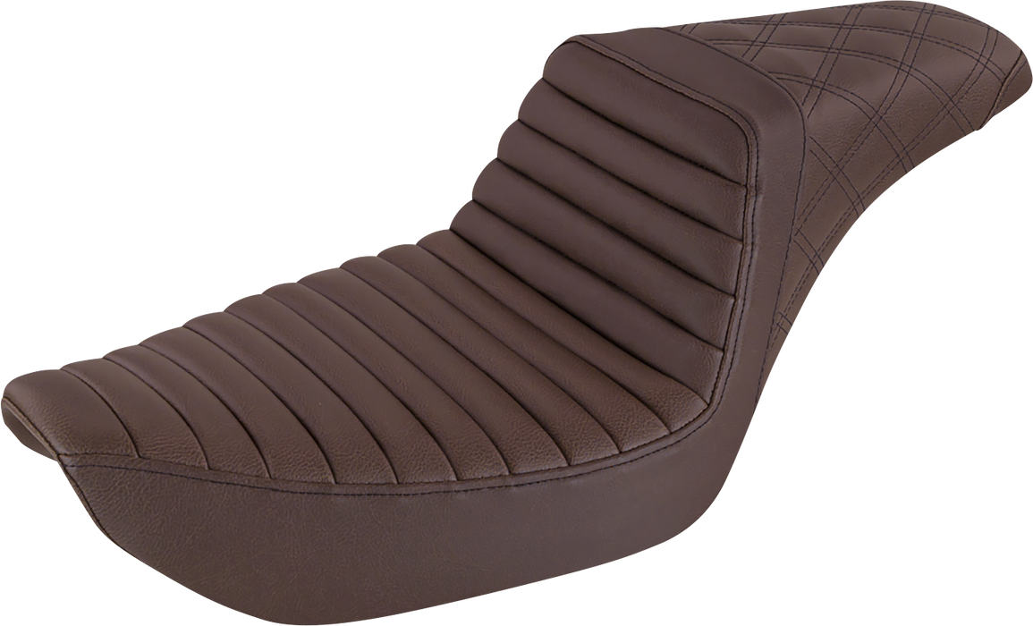 Step-Up Seat - Front Tuck-n-Roll/Rear Lattice Stitch - Brown - Dyna