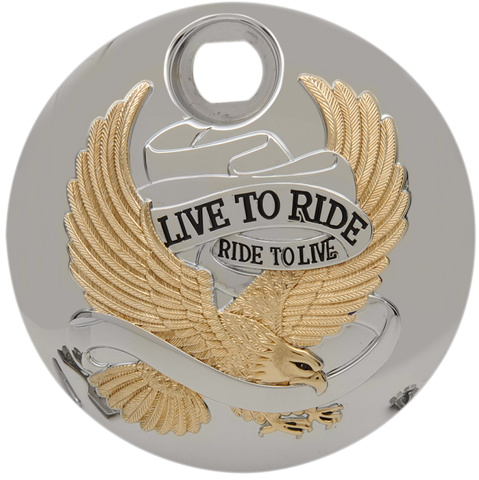 "Live to Ride" Console Door - Chrome with Gold