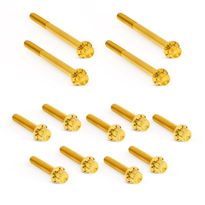 Primary Cover Titanium 12-Point Bolt Kits, Gold