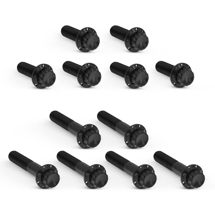 Rocker Box Titanium 12-Point Bolt Kits, Black