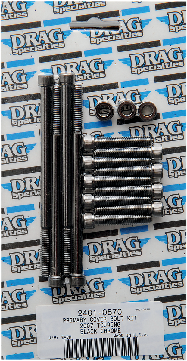 Bolt Kit - Primary Cover - Knurled - Black/Chrome - '07-'16 Touring