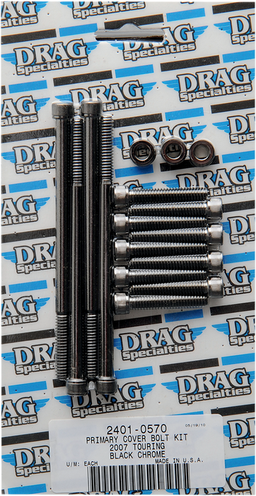 Bolt Kit - Primary Cover - Knurled - Black/Chrome - '07-'16 Touring