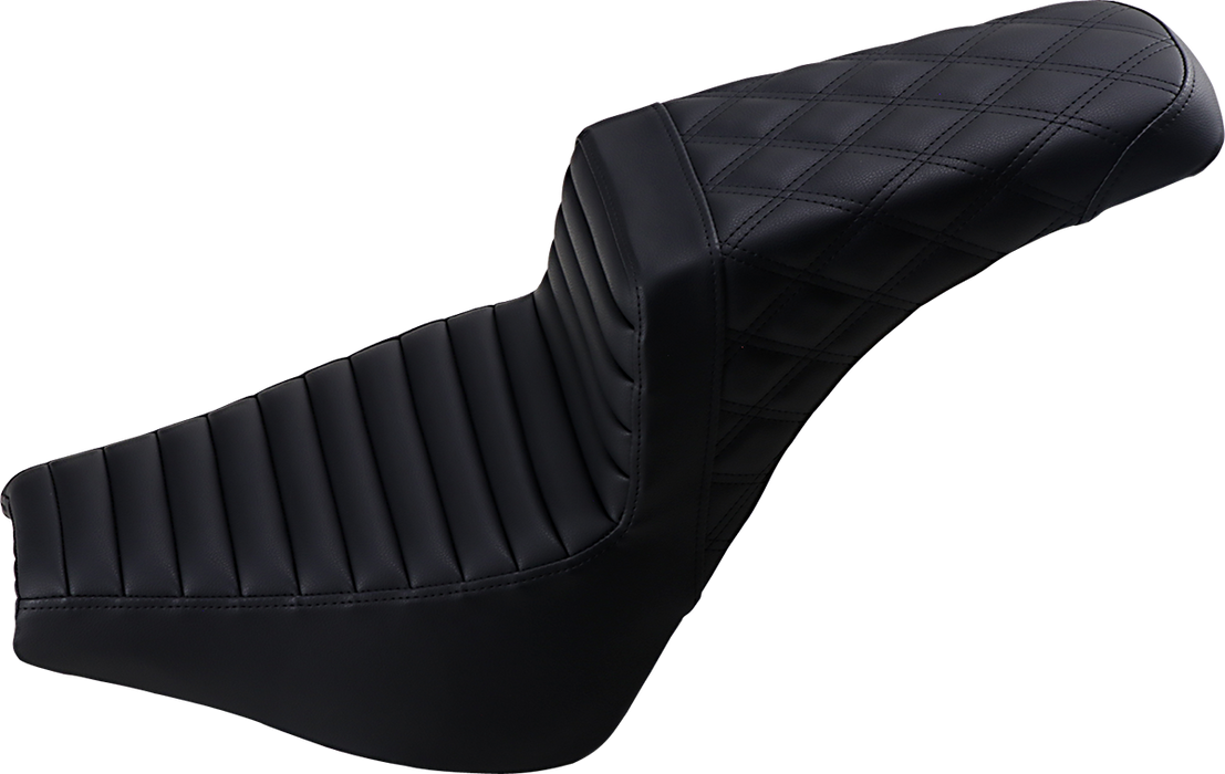 Step-Up Seat - Front Tuck-n-Roll/Rear Lattice Stitch - Black