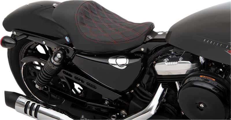 3/4 Solo Seat - Double Diamond - Black w/ Red Stitching - XL '04-'22