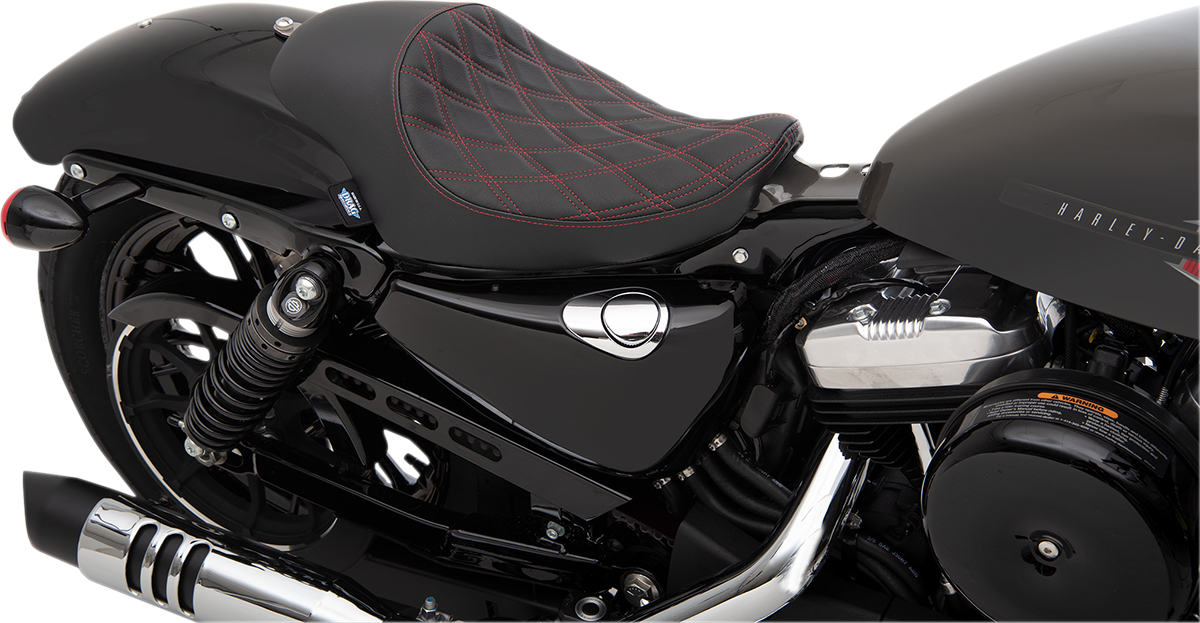 3/4 Solo Seat - Double Diamond - Black w/ Red Stitching - XL '04-'22