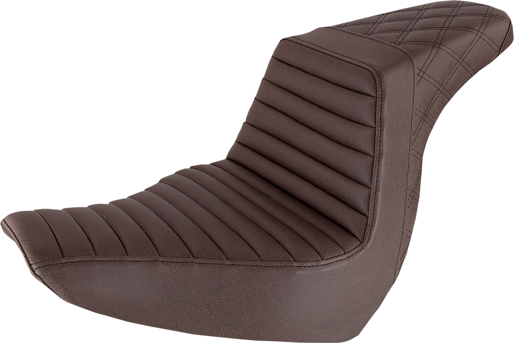 Step-Up Seat - Front Tuck-n-Roll/Rear Lattice Stitch - Brown