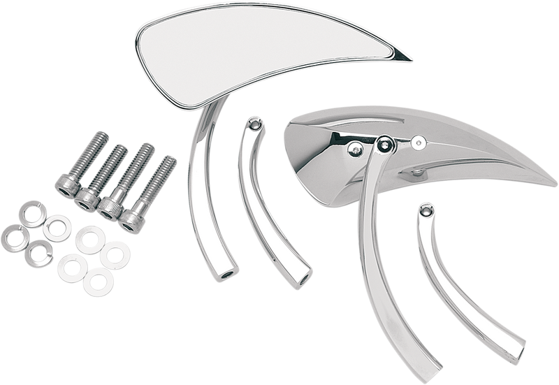Mirrors - Side View - Teardrop - Chrome - Right/Left - Pair