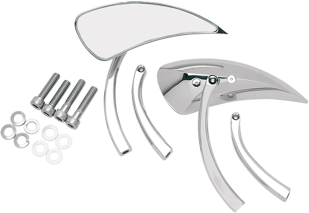 Mirrors - Side View - Teardrop - Chrome - Right/Left - Pair