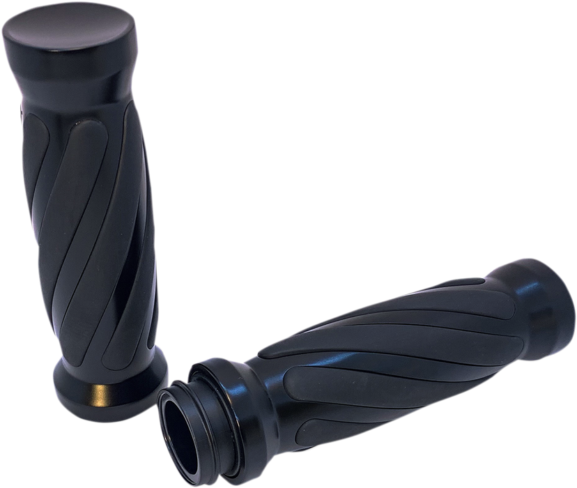 Custom Twisted Rubber Grips - TBW - Black