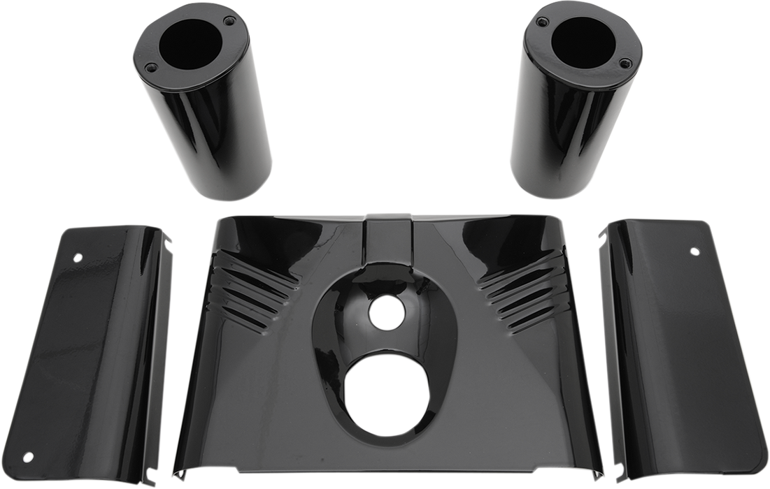 Fork Tins - Gloss Black - Ribbed - '86-'17 FLST - 5-Piece