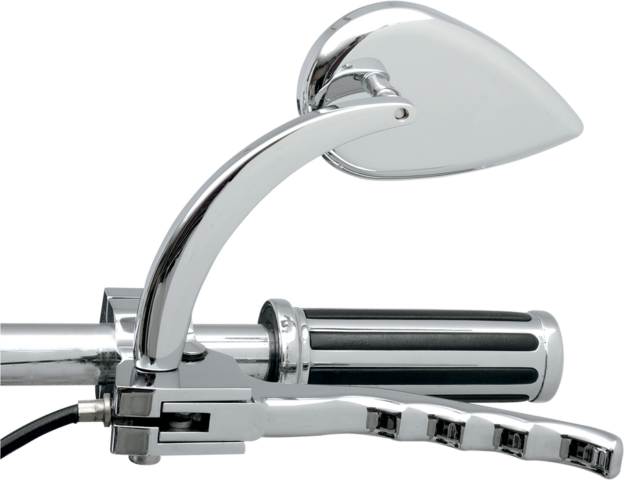 Mirror - Side View - Teardrop - Chrome - Curved/Long Stem - Each