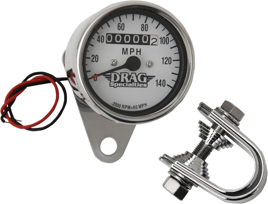 2.4" MPH Mini LED Mechanical Speedometer/Indicators - Chrome Housing - White Face - 2:1