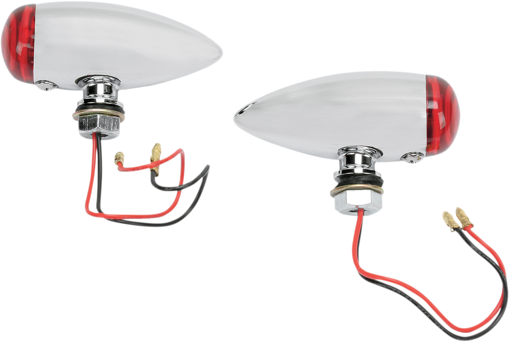 BulletvMarker Lights - LED - Red Lens - Chrome