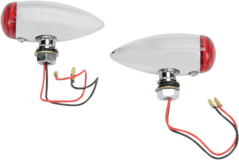 BulletvMarker Lights - LED - Red Lens - Chrome