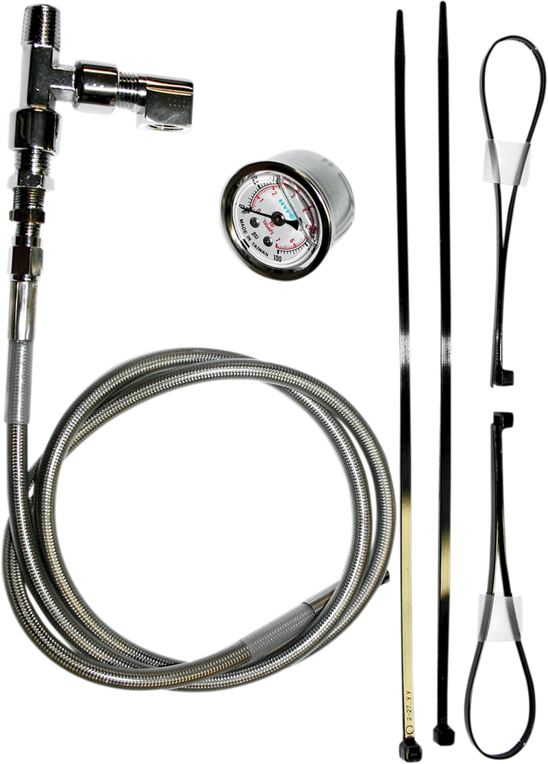 Remote Oil Pressure Gauge/Line Kit - Stainless/Chrome