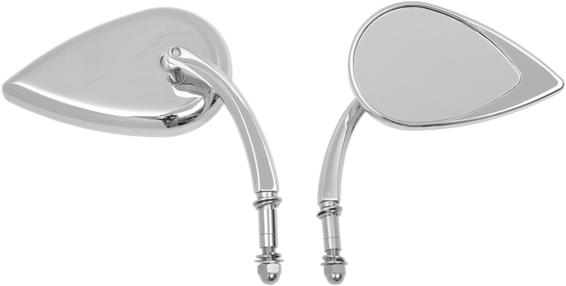 Mirror - Side View - Teardrop - Chrome - Curved/Short Stem - Each