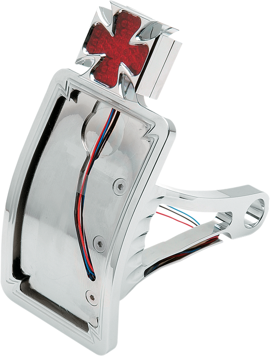 Taillight/License Plate - Side Mount - Curved Vertical - Maltese Cross