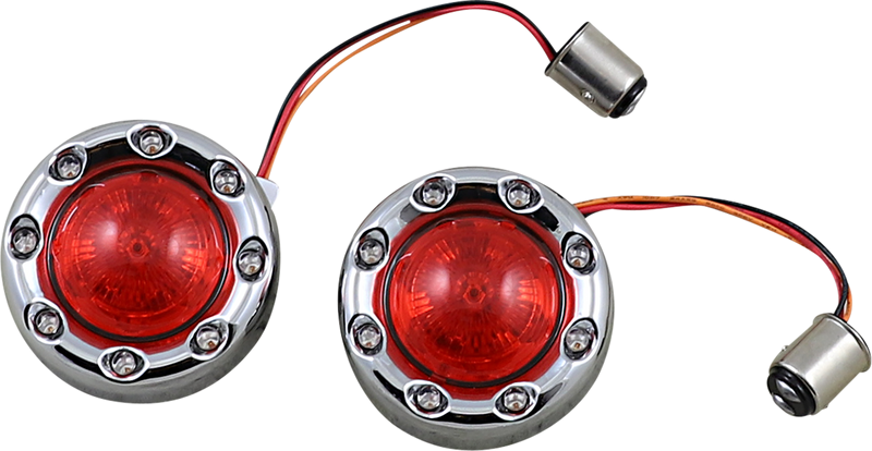 Bullet Turn Signal 1157 - Chrome - Red Lens