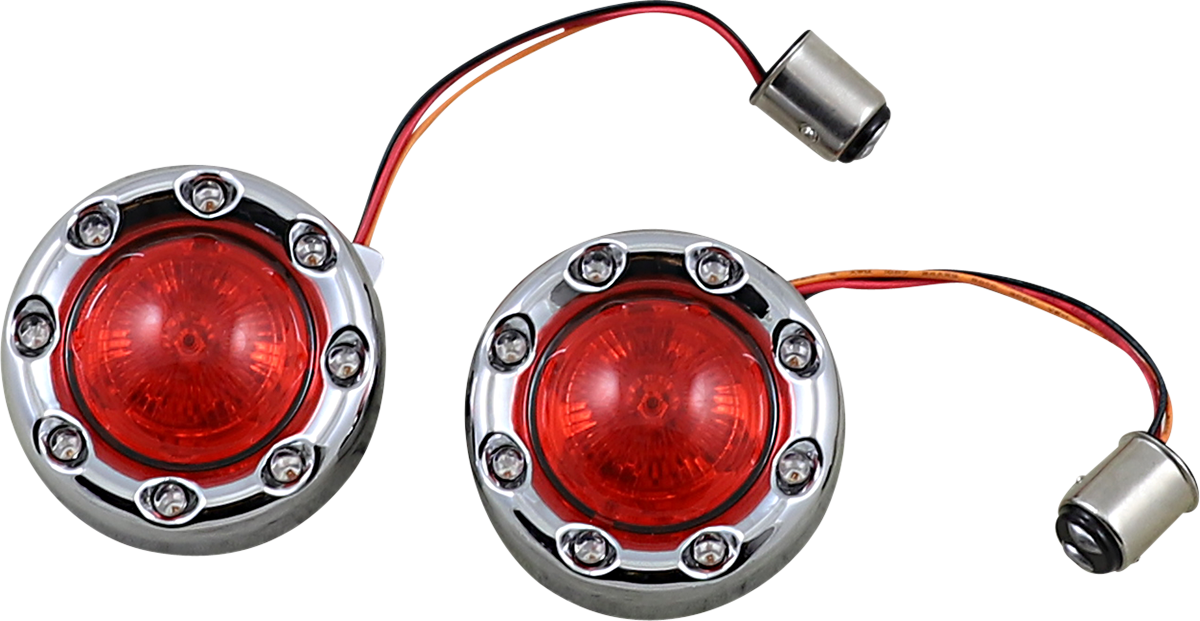 Bullet Turn Signal 1157 - Chrome - Red Lens