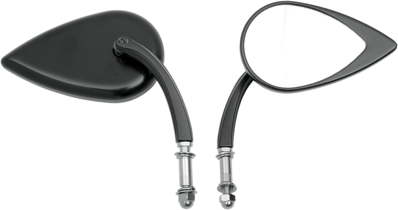 Mirror - Side View - Teardrop - Black - Curved/Short Stem - Each